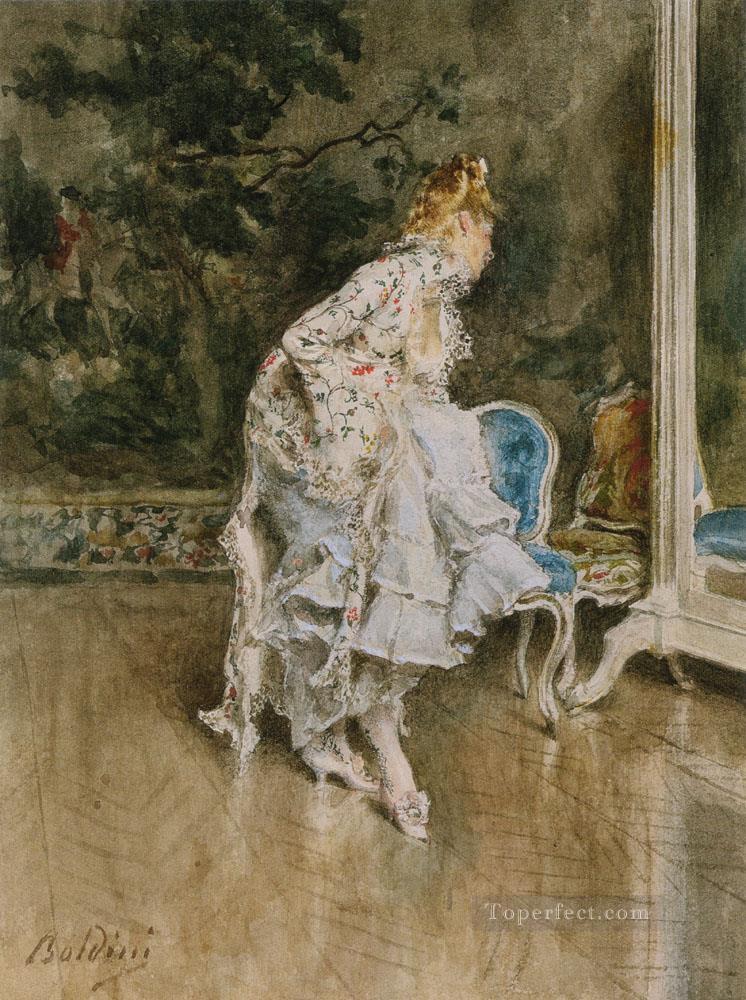 The Beauty Before The Mirror genre Giovanni Boldini Oil Paintings